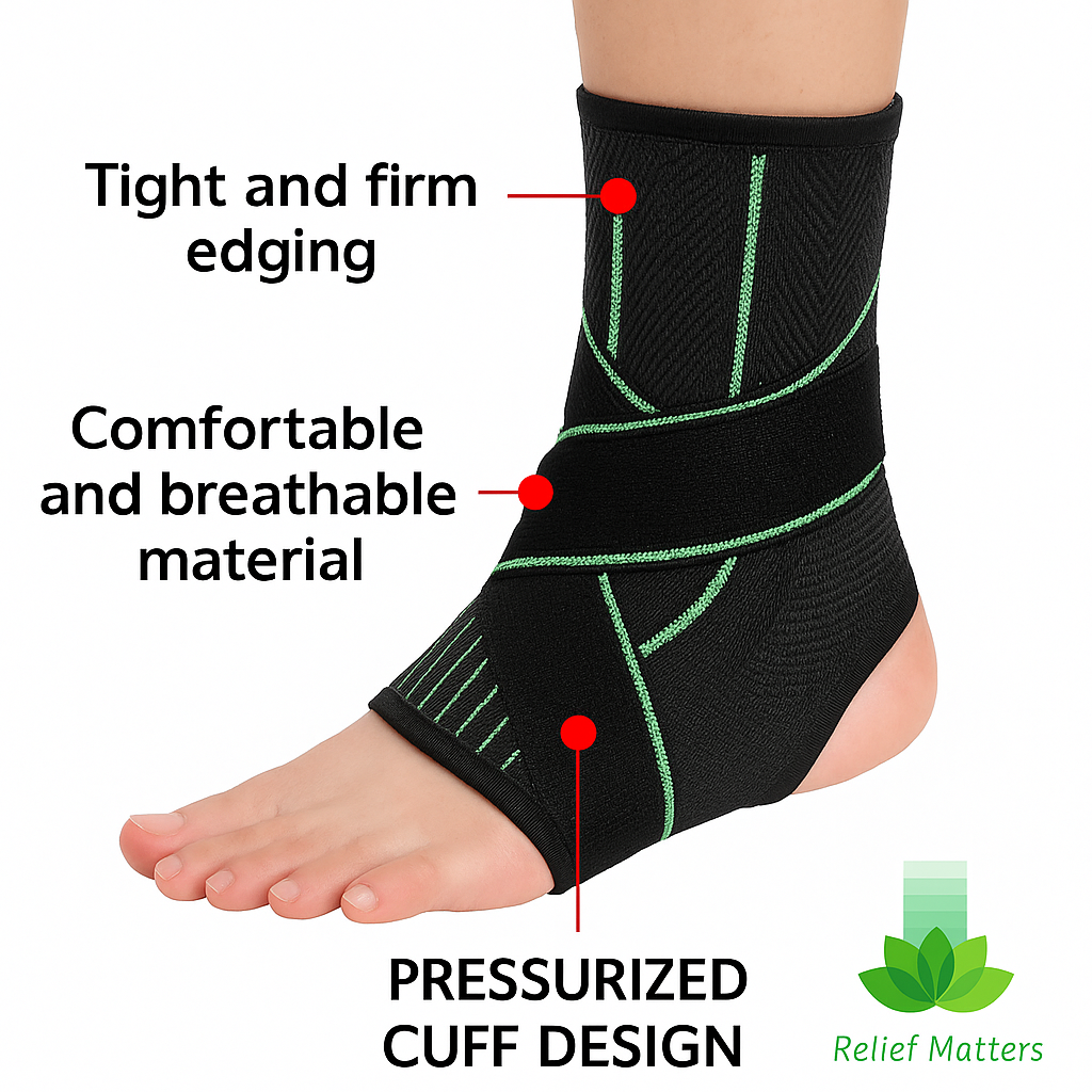 Durable ankle brace made with reinforced stitching and elastic compression fabric – offers long-lasting support and flexibility during recovery or daily activity.