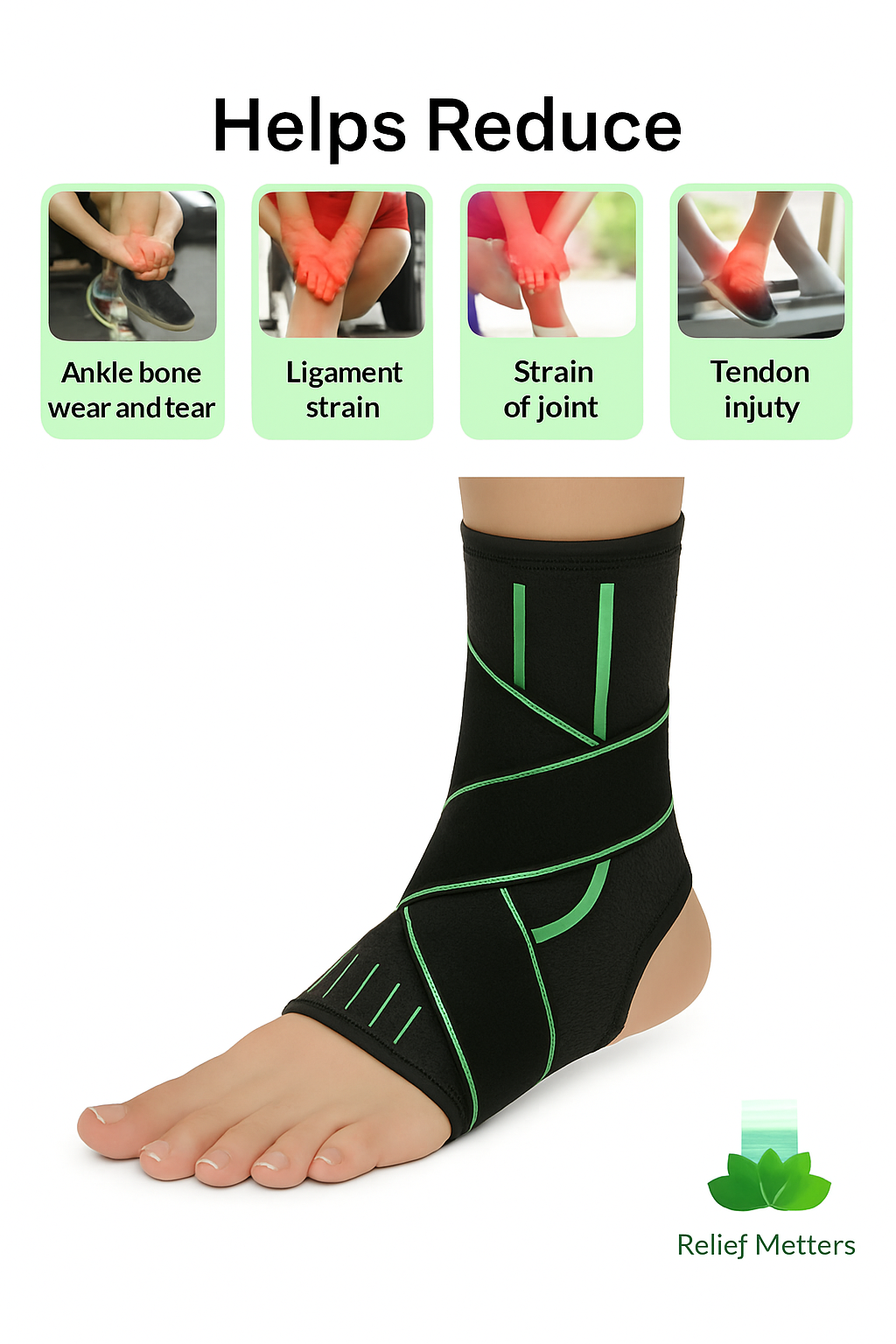 Ergonomic ankle support brace improving joint stability, reducing swelling, and aiding recovery – designed for comfort, protection, and mobility.”