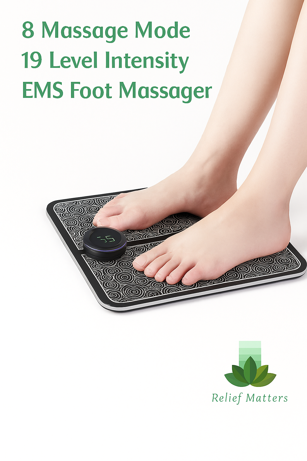 Rechargeable EMS foot massager featuring multiple intensity levels and massage modes – customise your therapy experience to suit every comfort need