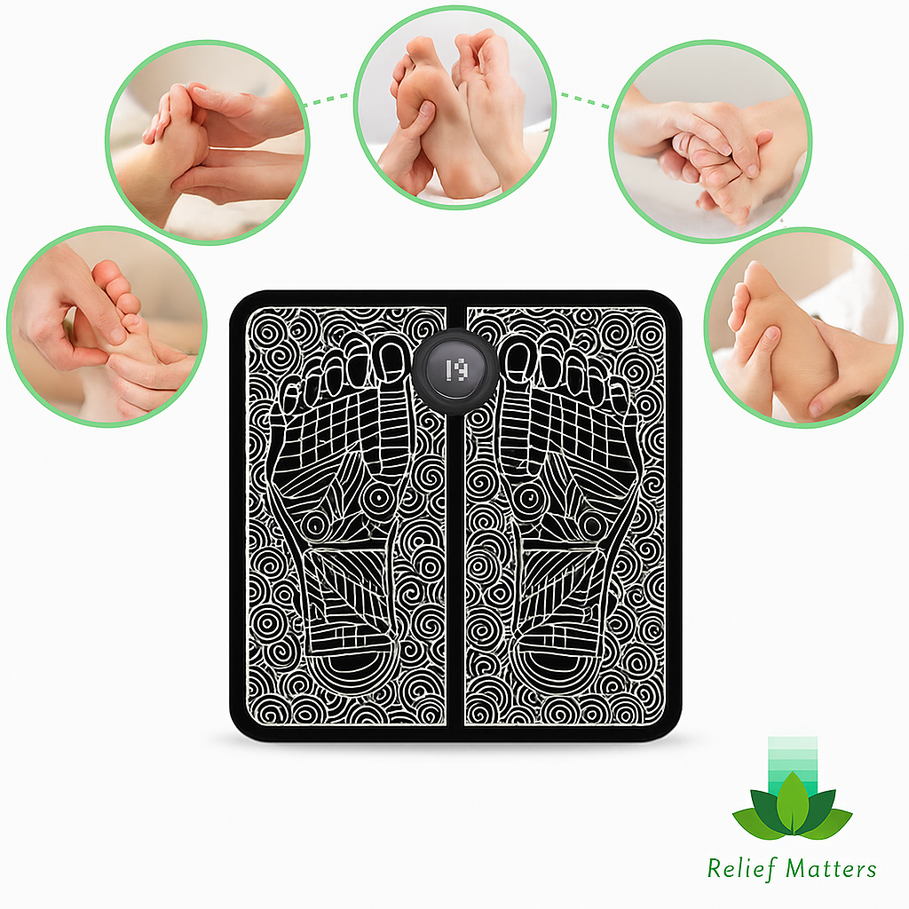 Circulation-boosting EMS foot pad improving blood flow, reducing swelling, and relieving muscle tension for healthier, more energised feet