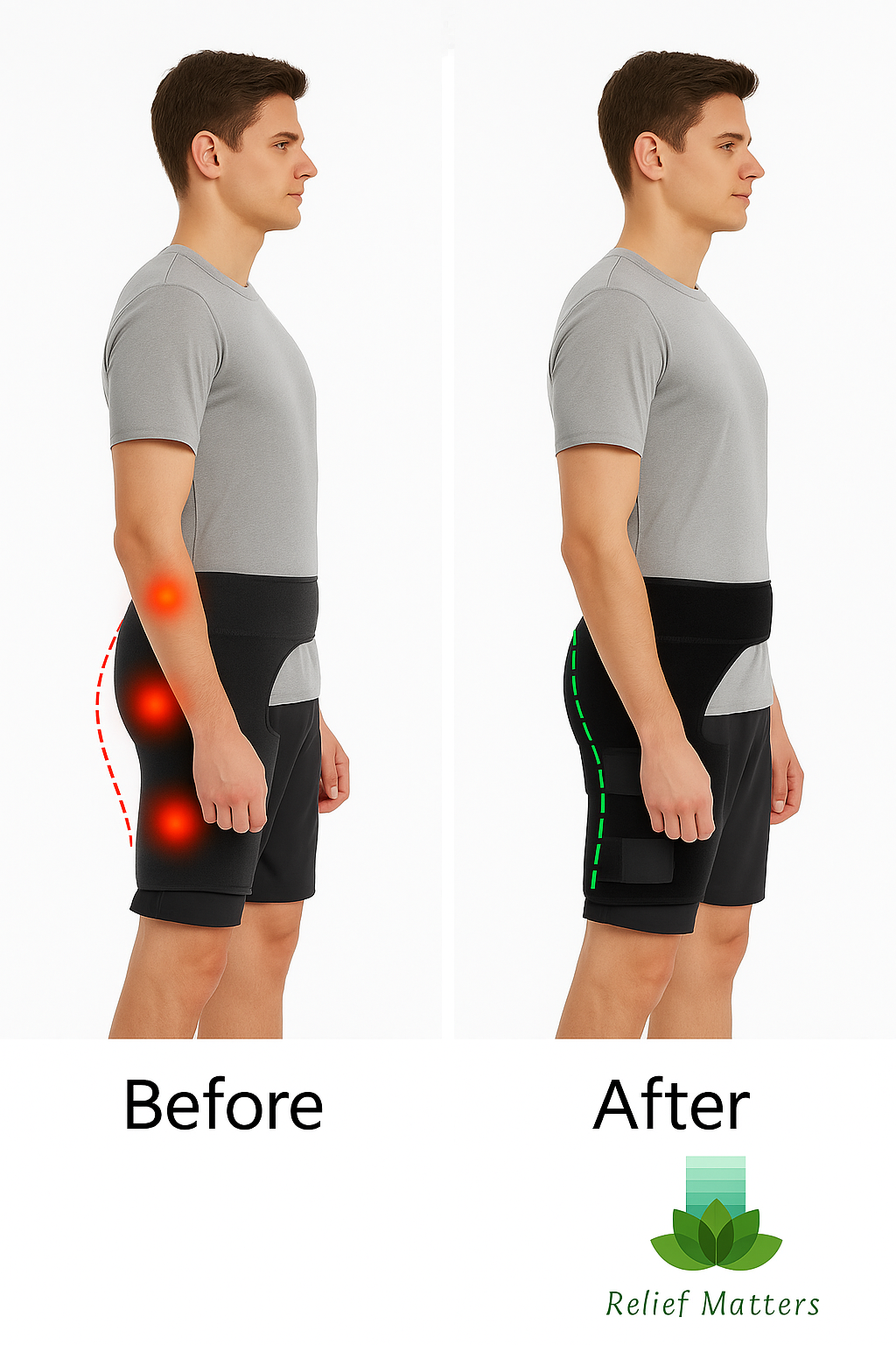 Supportive hip and thigh brace reducing pain, stiffness, and swelling – promotes improved mobility and faster recovery from muscle or joint strain