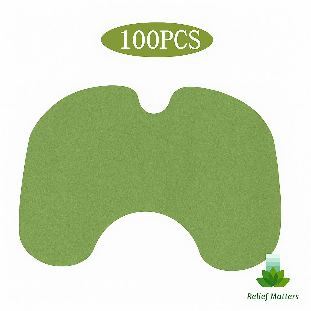 Herbal knee patches providing natural heat therapy for joint pain relief and relaxation – supports circulation and soothes stiffness from Relief Matters.