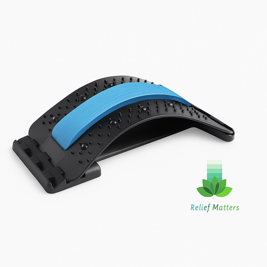 “Ergonomic back stretcher designed to relieve tension, improve posture, and ease back pain – supports spinal alignment and daily comfort from Relief Matters.”