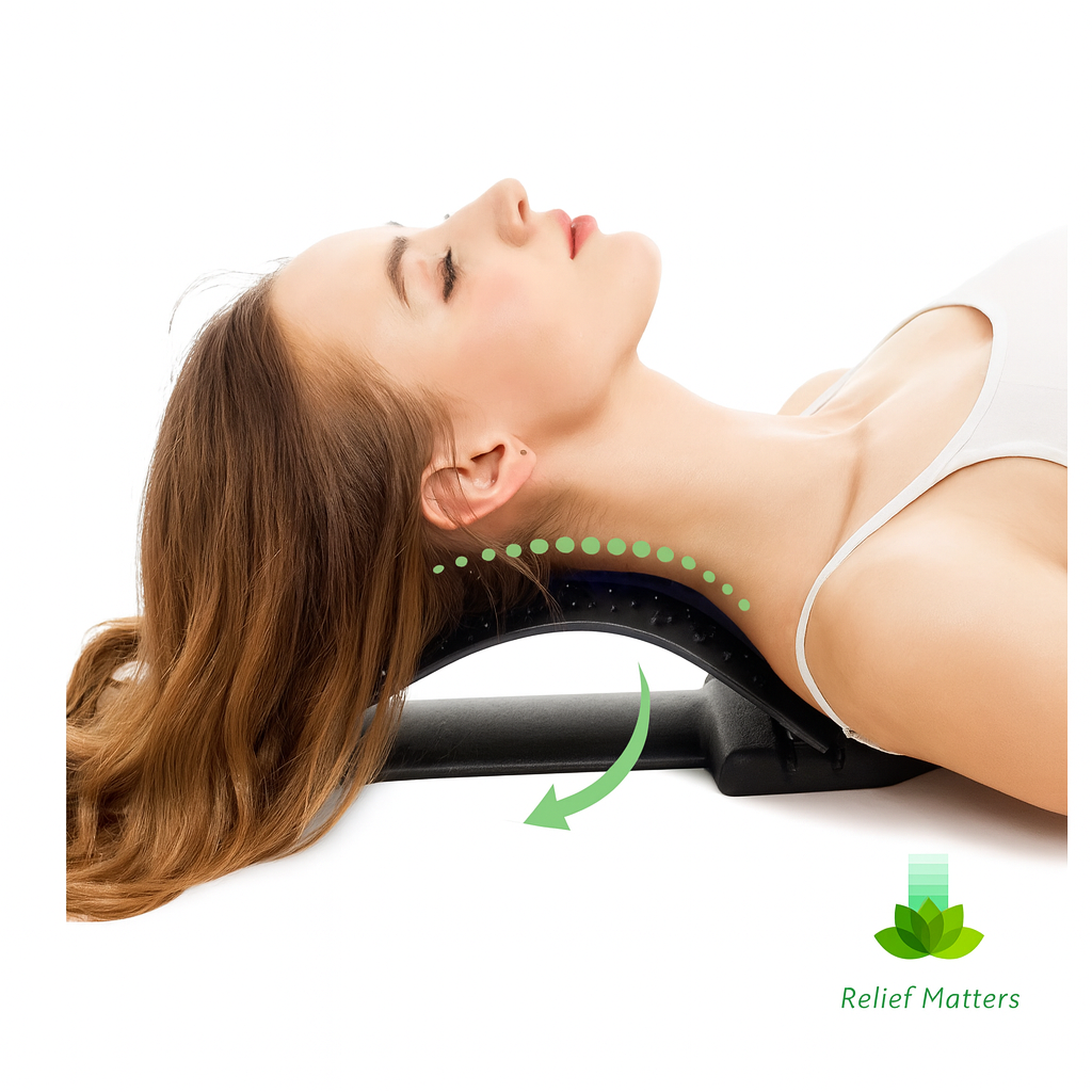 “Adjustable back stretcher with multi-level settings and built-in magnetic pressure points – provides targeted muscle relief and improved circulation.”