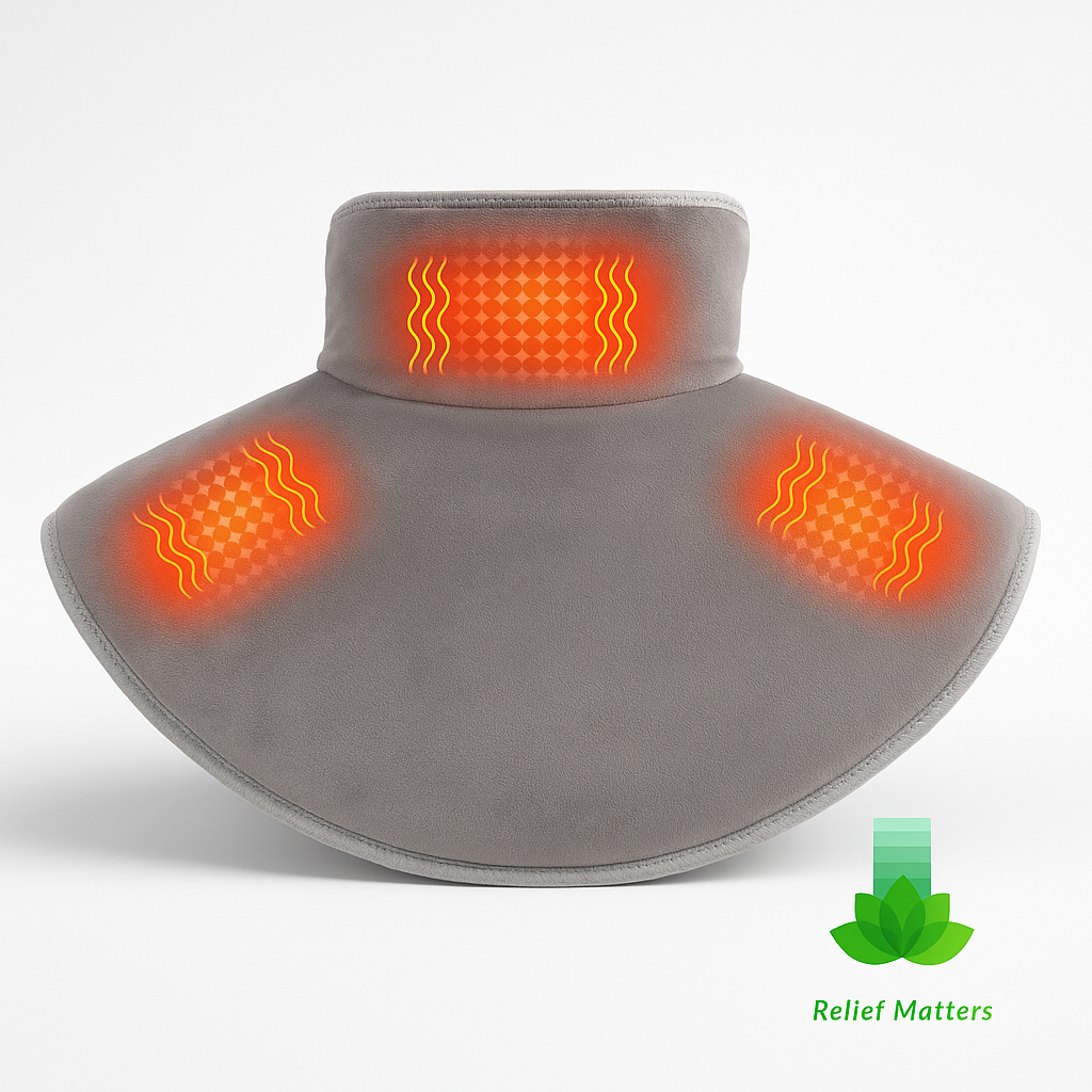 Therapeutic heated massage pad delivering targeted warmth to ease neck and shoulder pain, improve circulation, and support natural muscle recovery