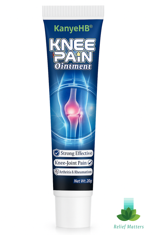 “Soothing knee relief ointment designed to reduce pain, stiffness, and inflammation – promotes comfort and flexibility for everyday movement from Relief Matters.”