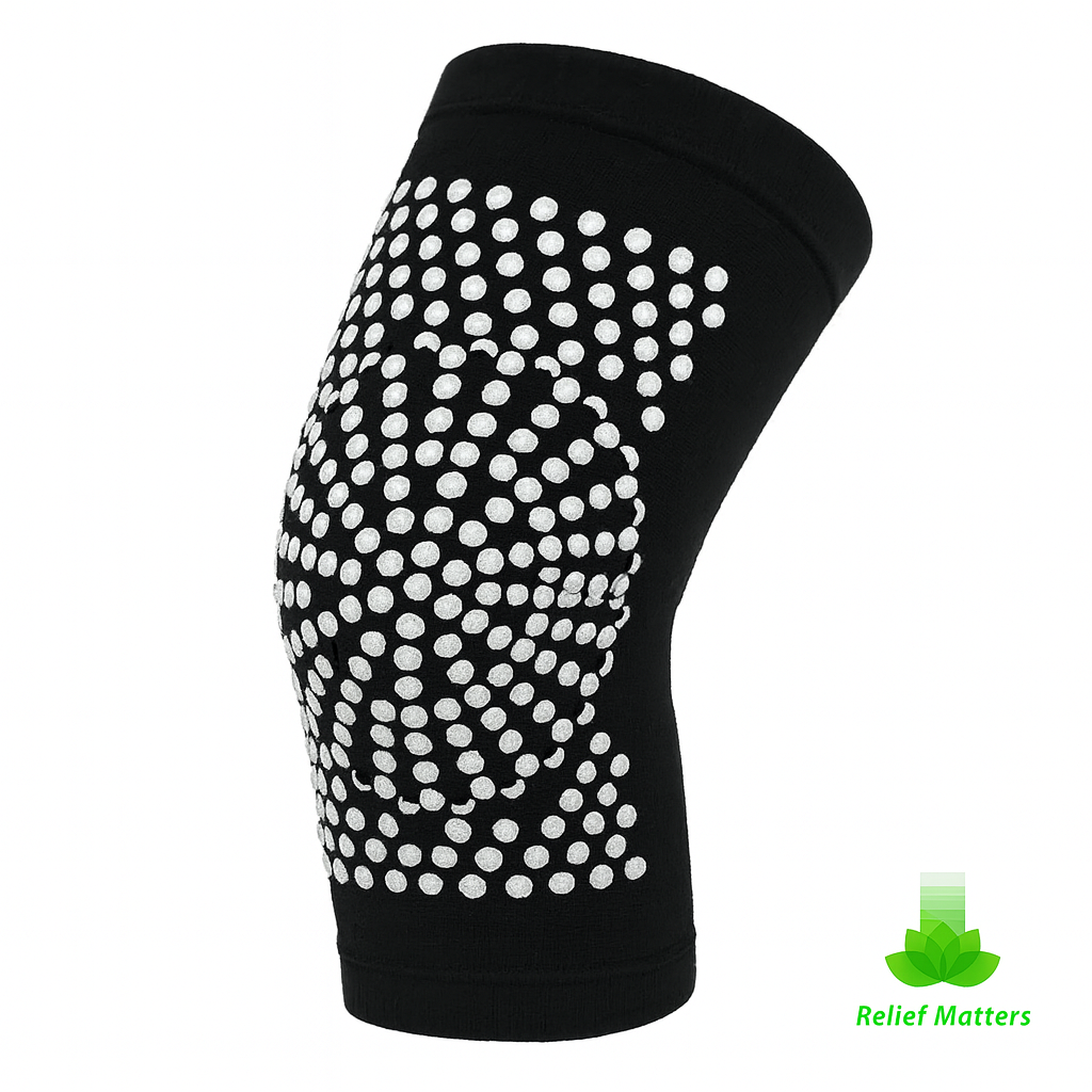 “Heated knee pads providing soothing warmth and targeted relief for sore joints and muscles – promotes comfort, recovery, and mobility from Relief Matters.”