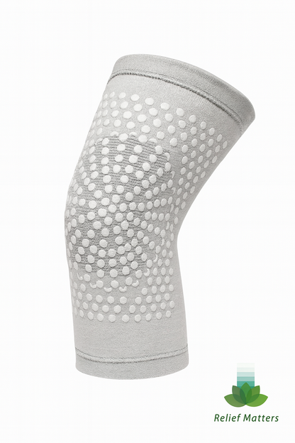 “Heated knee pads providing soothing warmth and targeted relief for sore joints and muscles – promotes comfort, recovery, and mobility from Relief Matters.”