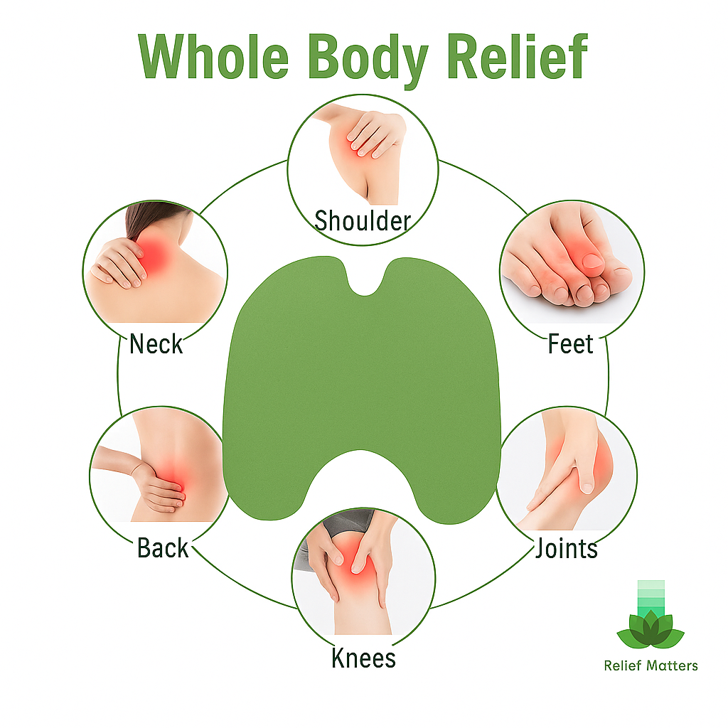 Soothing herbal knee patches promoting whole-body relaxation – ease discomfort in knees, legs, and joints while supporting overall wellbeing.