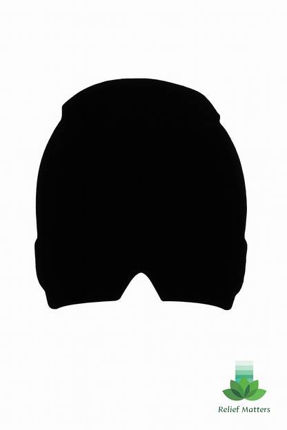 Hot and cold migraine relief cap providing soothing pressure and comfort to ease headache, sinus, and tension pain – soft, stretchable design from Relief Matters.