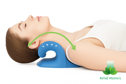 “Soft, contoured neck stretcher pillow delivering soothing comfort and pressure relief – reduces fatigue and promotes relaxation after long hours of sitting.”