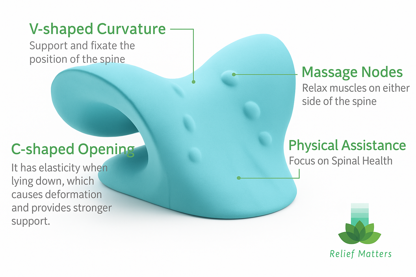 “Durable neck stretcher pillow made from high-density foam for lasting support – designed to maintain shape while providing effective cervical traction.”
