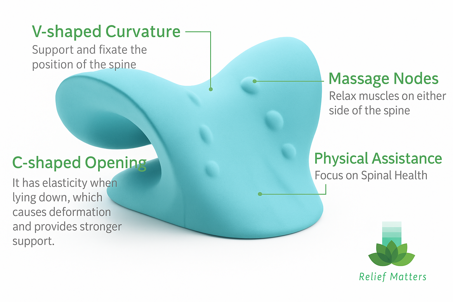 “Durable neck stretcher pillow made from high-density foam for lasting support – designed to maintain shape while providing effective cervical traction.”