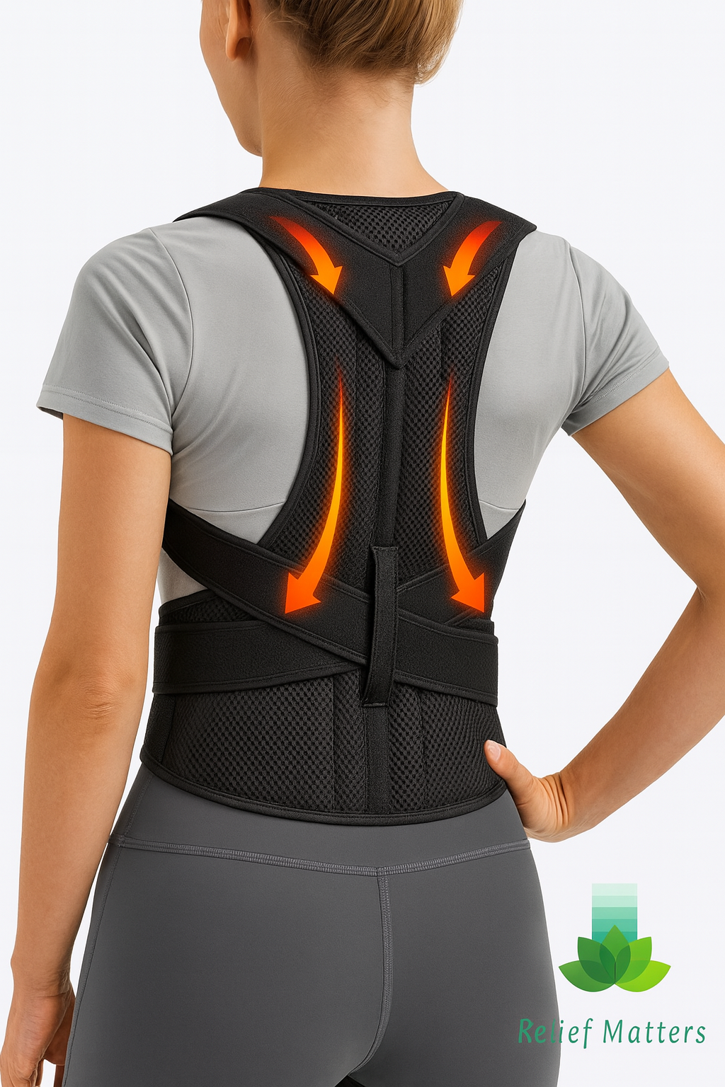 Ergonomic back posture corrector that straightens the spine, improves posture, and enhances daily movement and functionality through gentle shoulder support