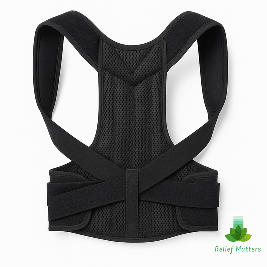 Adjustable back posture corrector supporting spinal alignment and reducing shoulder and back strain – promotes healthy posture and confidence from Relief Matters